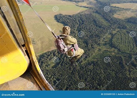 Paratrooper A Jumping Out Of A Plane Stock Image Image Of Parachute