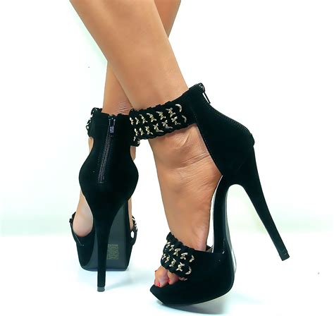 Womens Ankle Strap Cuff Stiletto High Heel Peep Toe Sandals Strappy