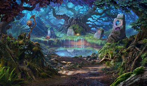 Artstation Magic Pond Sergey Lameyko Fantasy Landscape Fantasy