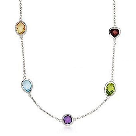 Multi Gem Station Necklace In Sterling Silver Item 29 Mar 17 2013