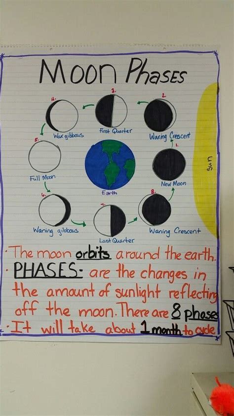 Moon Phases Anchor Chart Teacher Idea Fourth Grade Science Science
