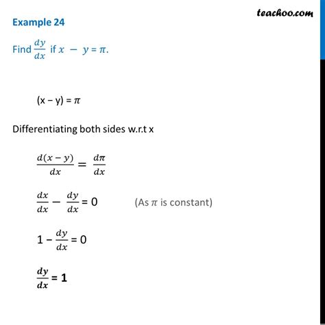 example 24 find dy dx if x y pi chapter 5 ncert examples