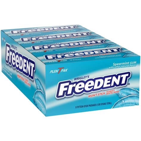 Wrigleys Freedent Spearmint Chewing Gum 15 Stick Packs 8 Count