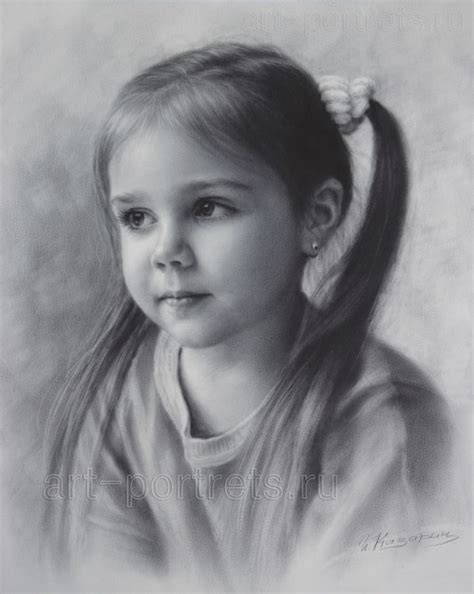 Child Portrait Little Girl Drawing By Dry Brush Little Girl Drawing