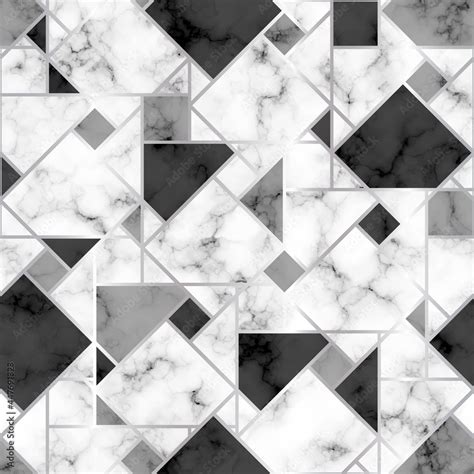 Marble Geometry Seamless Pattern Repeating White And Black Texture