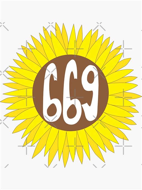 Hand Drawn California 669 Area Code Sunflower Sticker By Itsrturn