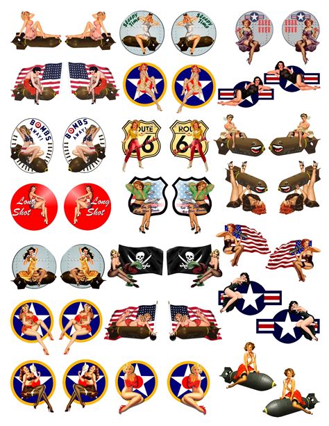 Wwii Pinup Girl Nose Art Model Airplane Decals Pin