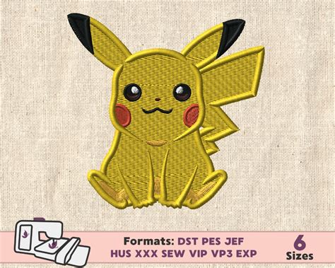 Pokemon Embroidery Design Pikachu Machine Embroidery Design Etsy Canada