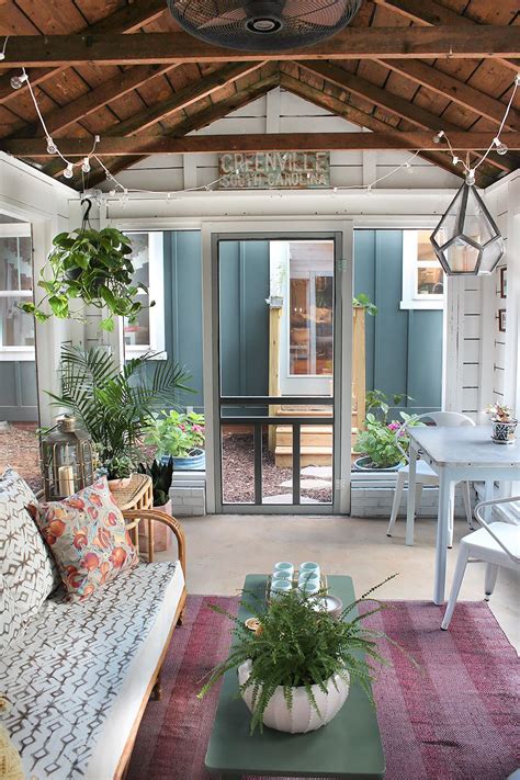 All decks that are raised off the ground must have a railing to shield everybody safe from falling. Shed Turned Boho Screened Porch - thewhitebuffalostylingco ...
