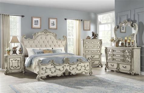 Braylee Antique White French Provincial Bedroom Set Regal Elegant