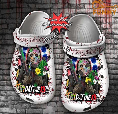 Personalized Jason Voorhees Crocs Halloween Tie Dye Floral Clogs Shoes