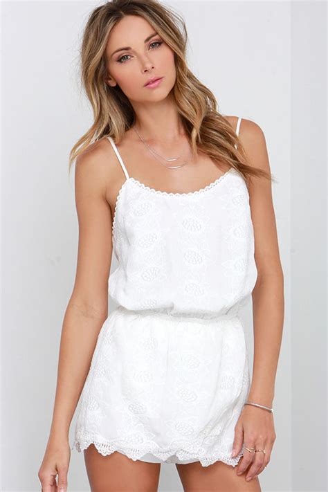 Cute Ivory Romper Lace Romper Embroidered Romper 6400 Lulus