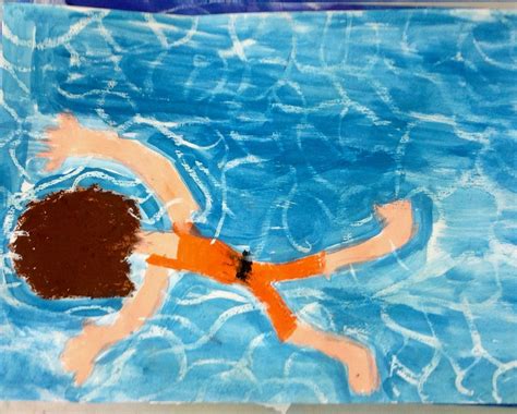 Grade 3 David Hockney Style Swimmer Painting Drawing 12 David Hockney