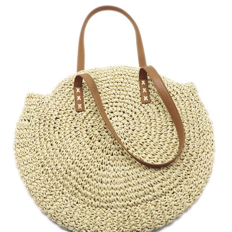 New Round Large Handbag Hand Woven Straw Bag Ladies Tote Popularity