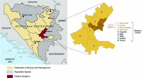 The Map Of Bosnia And Herzegovina And Sarajevo Canton With The