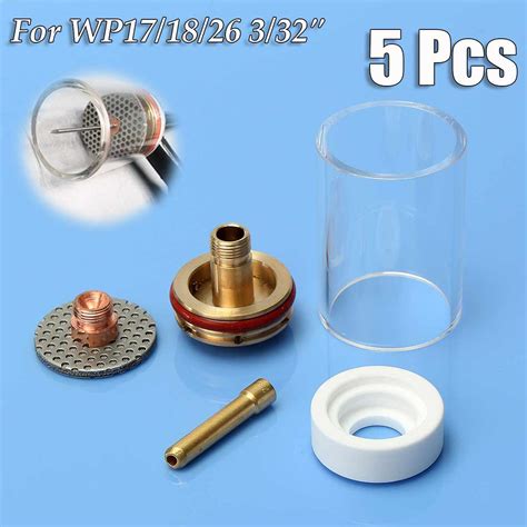 Pcs Tig Welding Torch Glass Cup Champagne Nozzle Kit For Wp