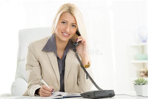 Businesswoman Phoning Stock Image Image Of Talking Chair 49409621