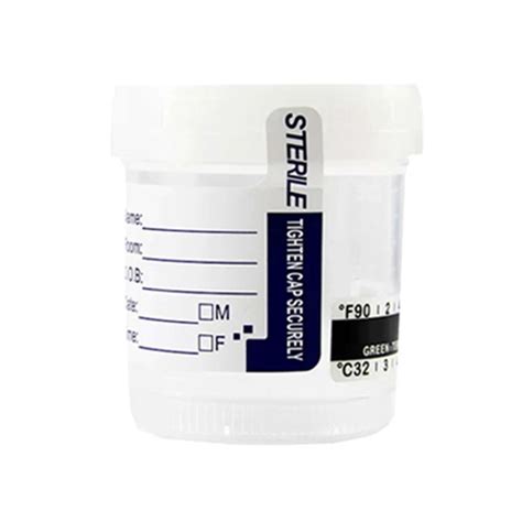 Urine Specimen Container 90ml 3oz Cup Sterile With Temperature Strip