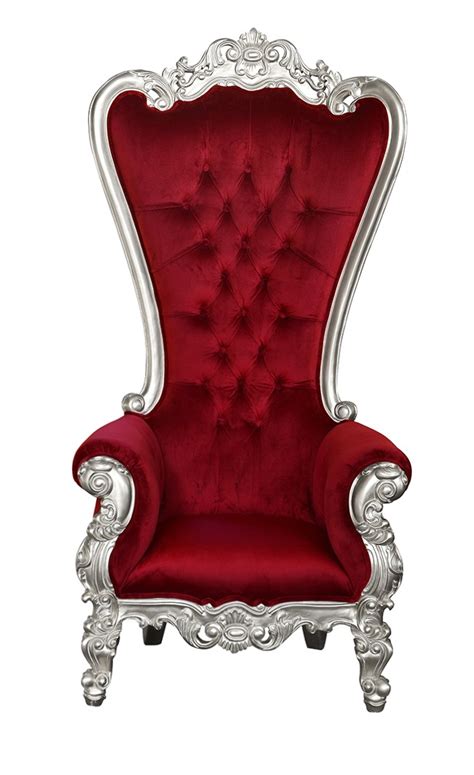 Throne Chair Lazarus King Chair Silver Frame Upholstered In Ruby