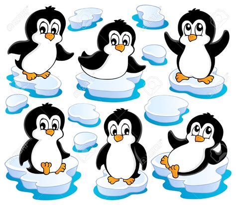 Cute Penguins Collection 2 Vector Illustration Stock Vector