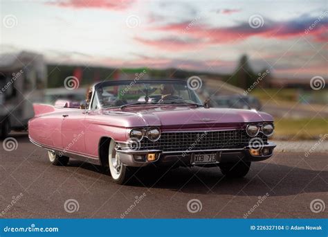 Front Of The Luxurious Vintage Pink Cadillac Eldorado Editorial Stock Image Image Of