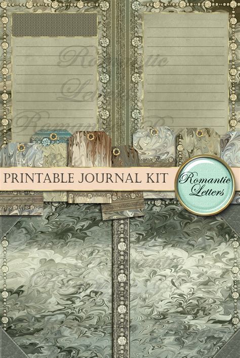 Printable Junk Journal Kit Digital Scrapbook Backgrounds Etsy