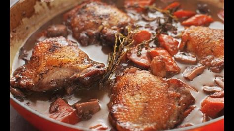 Boil until chicken skin tight and change color. How to Make Coq au Vin (Chicken and Wine) - YouTube