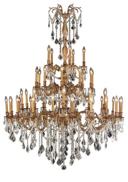 Antique 45 Light French Gold Crystal 4 Tier Chandelier Victorian