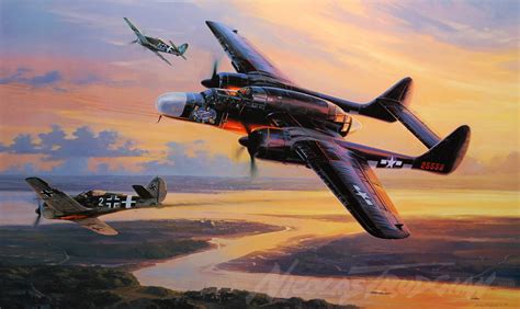P 61 Black Widowamerican Night Fighter Aircraft Art Wwii Aircraft