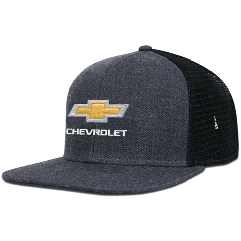 Chevy Gold Bowtie Flat Bill Trucker Hat Cap Camaro Store Online
