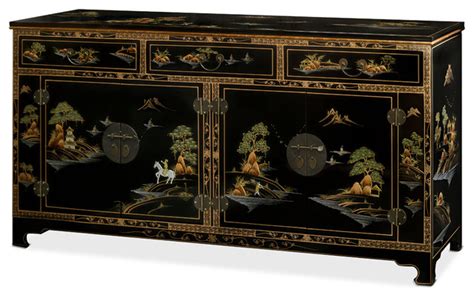 chinoiserie scenery black lacquer sideboard asian buffets and sideboards by china