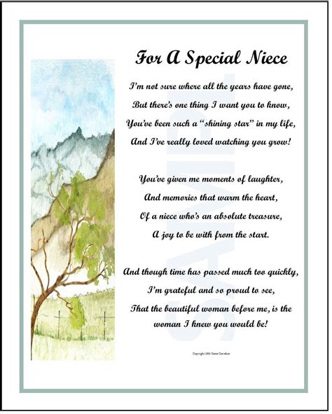 For A Special Niece Digital Download Niece Poem Niece T Etsy Mom