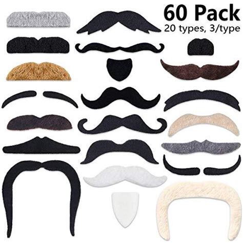 60 Pcs Fake Beard Self Adhesive Novelty Hairy Mustaches Costume Facial Online Shop