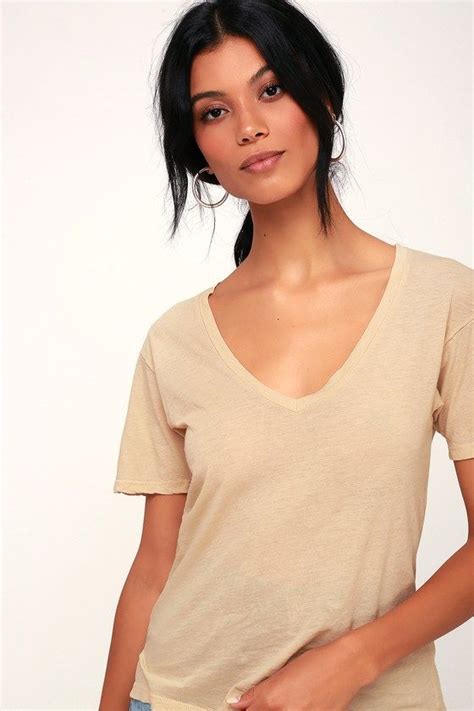 The Softest Beige V Neck Tee V Neck Tee V Neck Tees