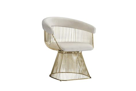 With its soft cushions and fun, modern design, it will quickly become everyone's favorite seat in the house! White + Gold Metal Accent Chair | Living Spaces