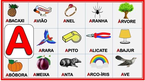 Letras do ALFABETO Aprender Palavras que Começam com a Letra A Alfabetização abc letras