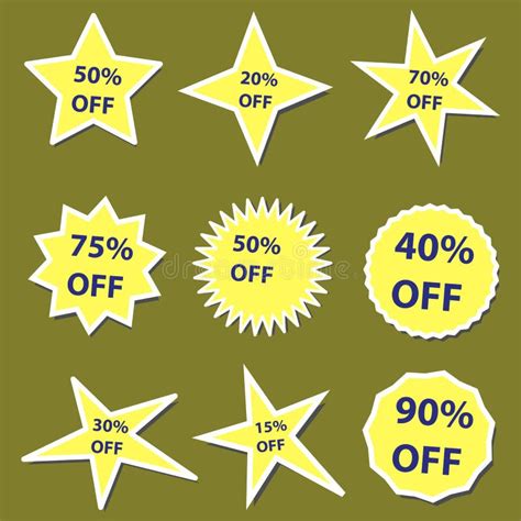 Business Promo Discount Star Labels Vector Illustration Isolated