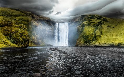 Nature Iceland Landscape Waterfall Skogafoss Waterfalls Hd