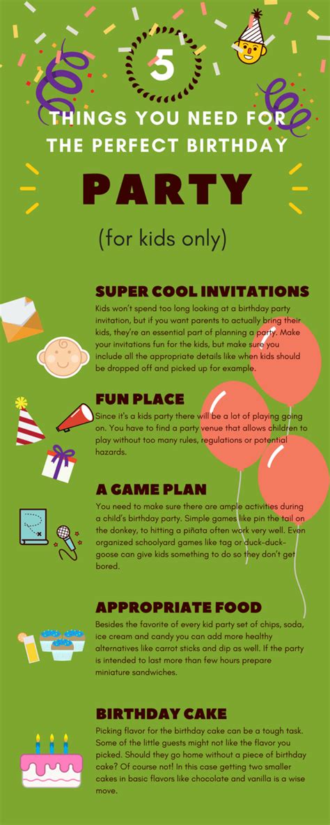 5 Things You Need For The Perfect Birthday Party 22 Best Infographics