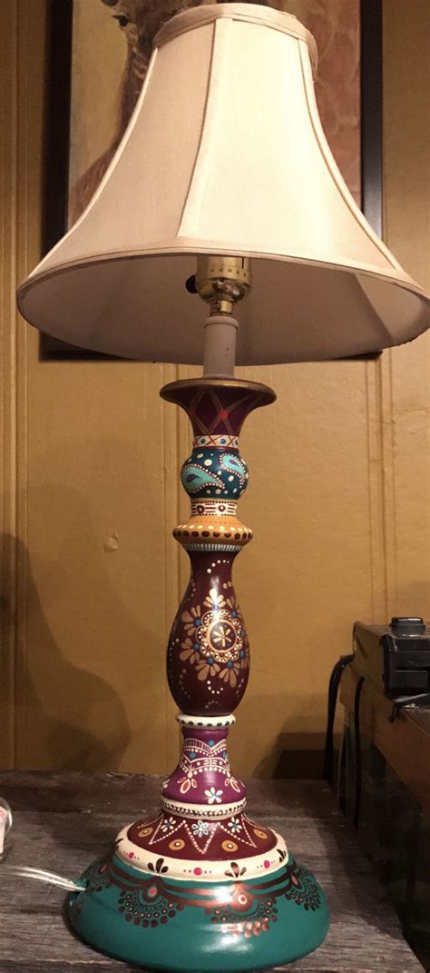 Hand Painted Bohemian Lamp Painting Lamps Creative Lamps Bohemian Lamp
