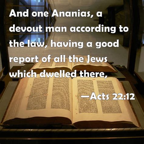 Acts 2212 And One Ananias A Devout Man According To The Law Having A