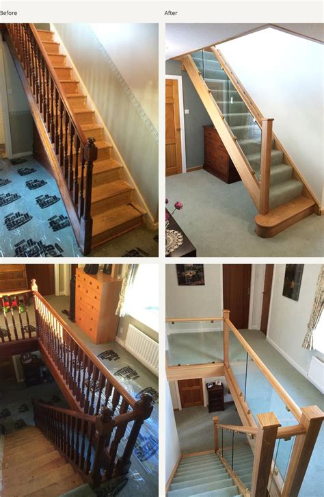 Before And After Glass And Wood Staircase Renovations Staircase