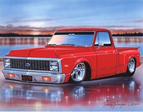 1971 1972 Chevy C10 Stepside Pickup Classic Truck Art Print 11x14 71 72