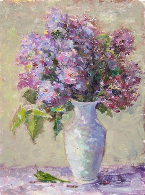Art Every Day Spring Lilacs In White Vasestill Lifeoil On Canvas