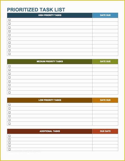 Free Task Template Of Weekly Work To Do List Template