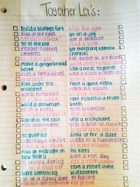 Relationship Bucket List So Cute All Except For Skinny Dipping Ew