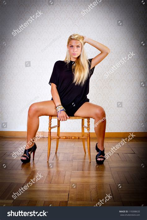 Sexy Woman Posing Open Legs Stock Photo Shutterstock