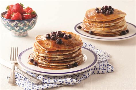 Strawberry Buttermilk Pancakes With Blueberry Maple Syrup Recipe