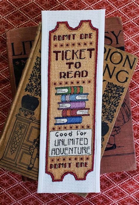 Counted Cross Stitch Pattern Ticket To Read Bookmark Book Etsy