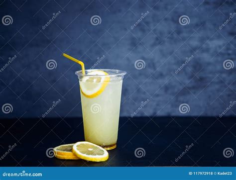 Lemon Lemonade In The Plastic Cup Stock Photo Image Of Still Drink